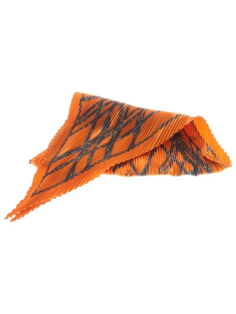Hermes Carre 90 Scarf Pleated Bolduc Silk Orange - Picture 1 of 6
